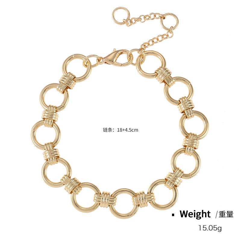 NCB00994金屬鍍金OT扣手鏈女 歐美跨境專供熱銷款古巴鏈圈圈手環手飾kj202106