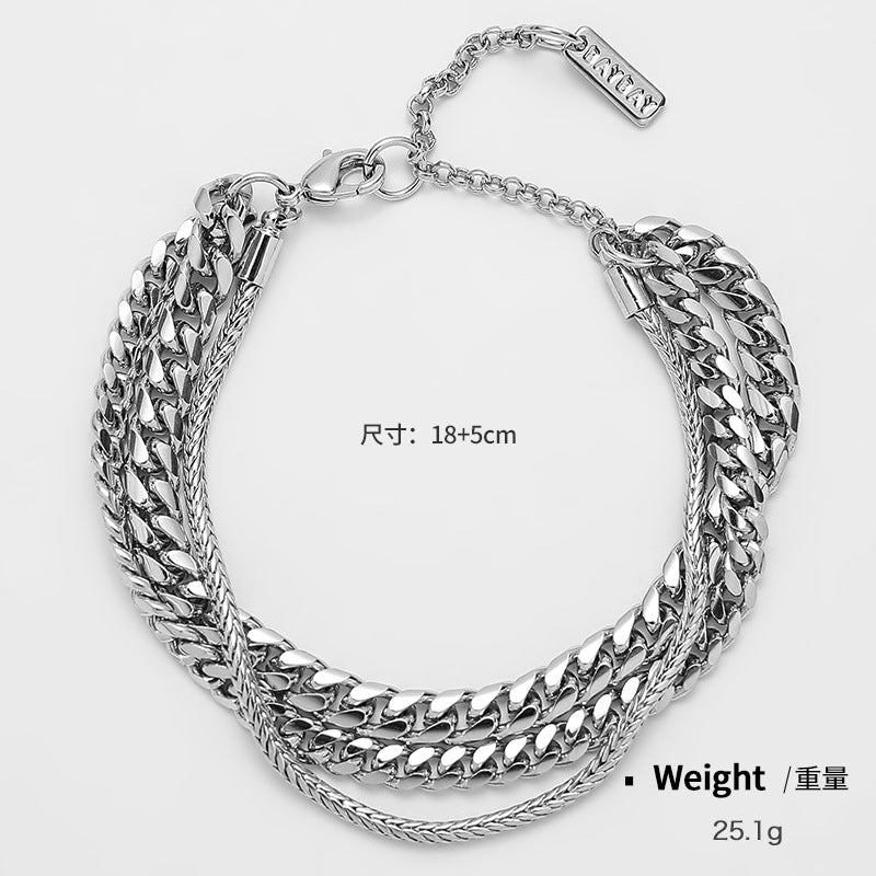 NCB00931-1歐美跨境專供多拍疊戴金屬鍍金手鏈男女通用款時尚誇張ins風kj202105