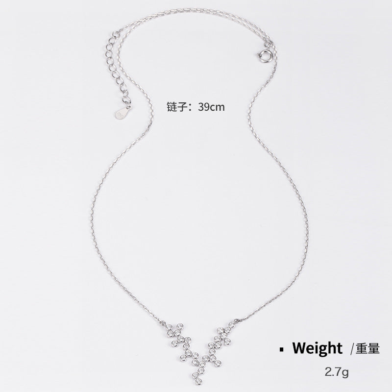 NSN00101純銀電鍍真金鑲鋯項鏈女 日韓輕奢小眾高端節日送禮ins鎖骨鏈kj202104