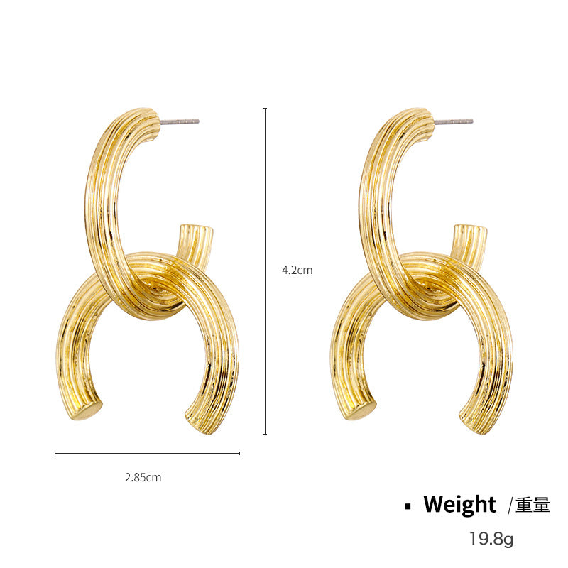 NCE04490金屬925銀針紋路個性誇張耳環女歐美時尚ins風網紅熱賣款耳飾KJ20210812