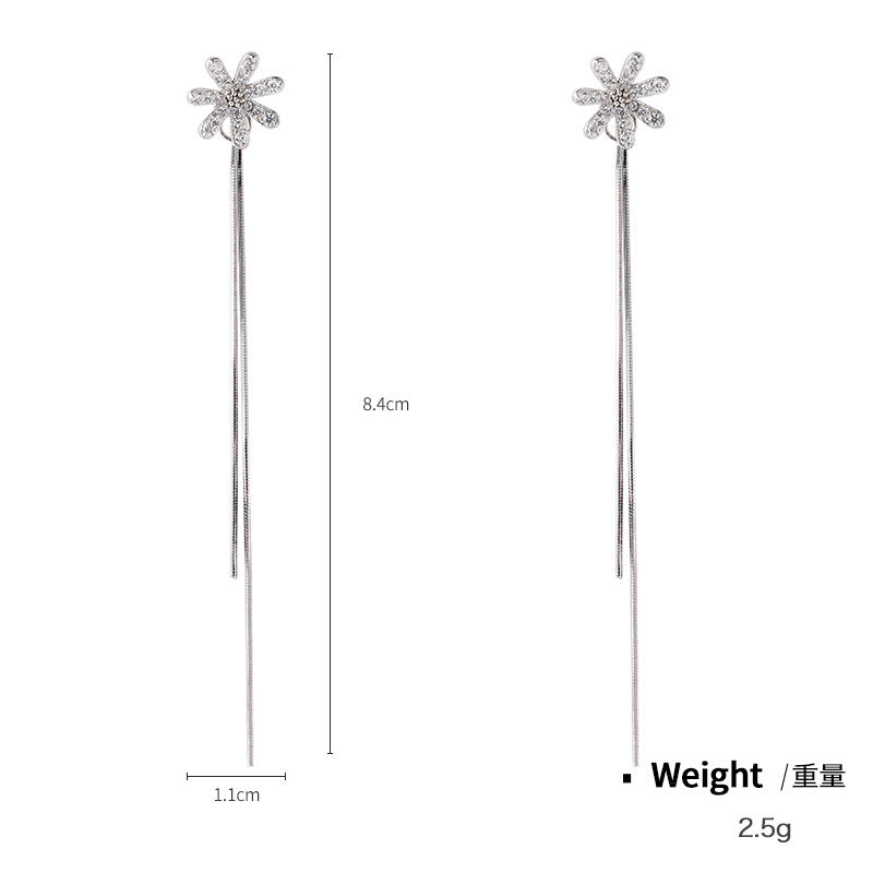 NSE00125純銀鑲鋯長款流蘇EG耳環女式韓版簡約氣質花型蝴蝶雙戴耳線kj202105