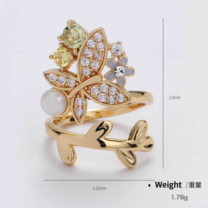 NCR00883金屬鍍金鑲鋯開口可調節指甲戒 日韓熱賣款可愛萌寵造型戒指kj202105