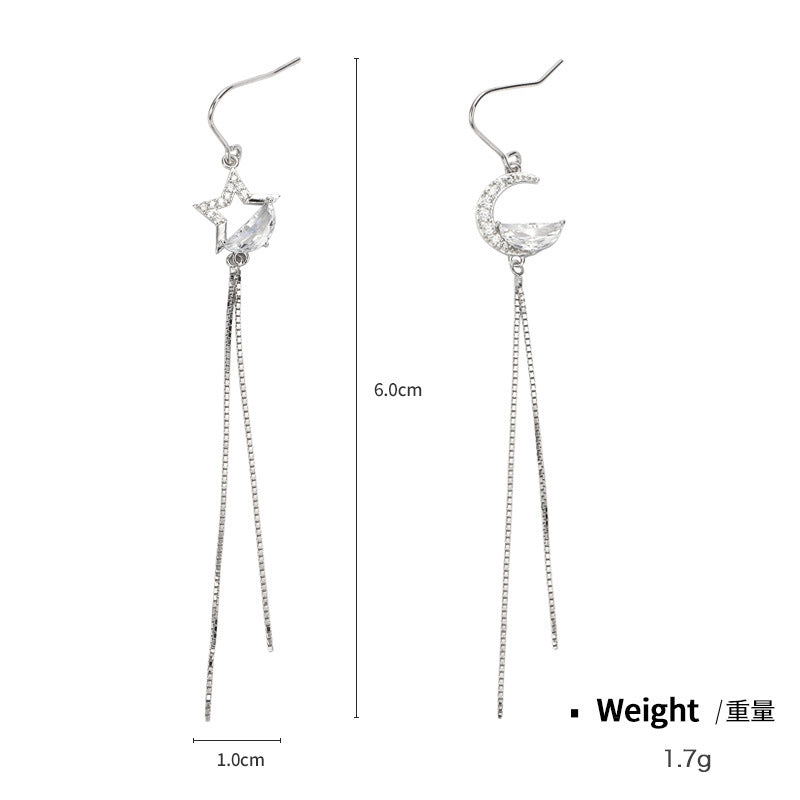 NSE00274韓版時尚簡約s925純銀鑲鋯長款珍珠耳環女幾何超仙流蘇耳飾kj202105
