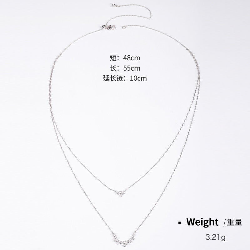 NSN00101純銀電鍍真金鑲鋯項鏈女 日韓輕奢小眾高端節日送禮ins鎖骨鏈kj202104