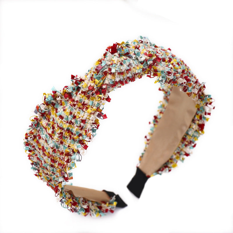 C6462020時尚新款髮箍東大門同款毛邊布藝料髮飾網紅同款髮卡Ribbon