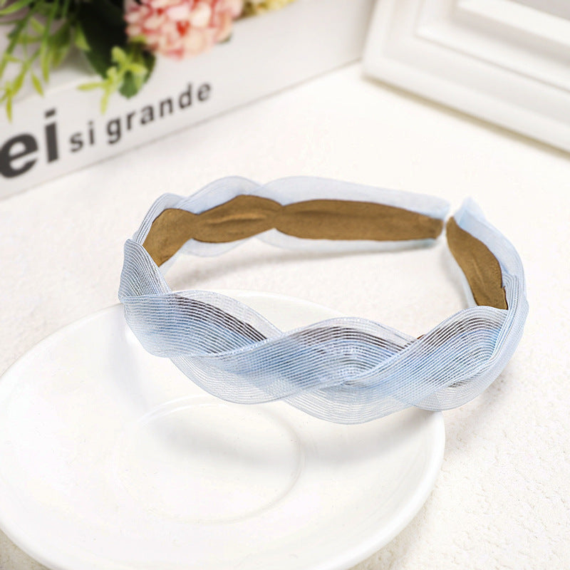 C864頭箍蕾絲交叉辮子髮箍韓版純色氣質一件代發春夏髮飾Ribbon