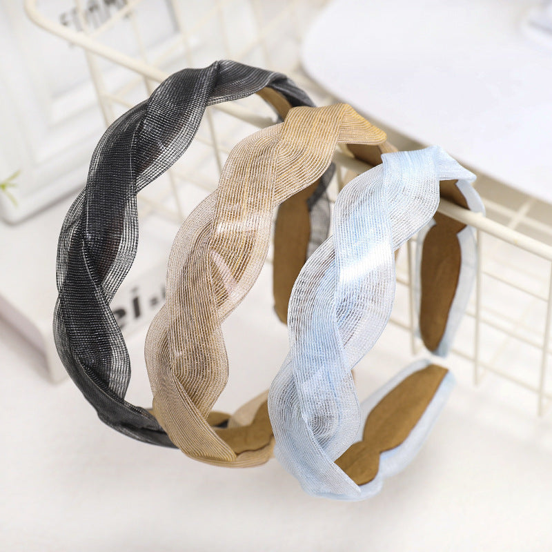 C864頭箍蕾絲交叉辮子髮箍韓版純色氣質一件代發春夏髮飾Ribbon