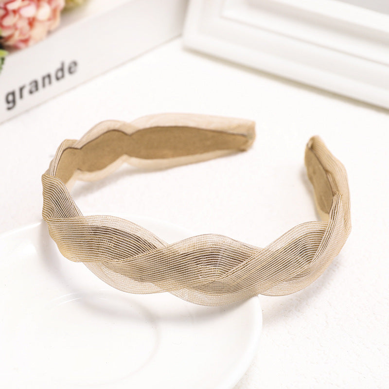 C864頭箍蕾絲交叉辮子髮箍韓版純色氣質一件代發春夏髮飾Ribbon