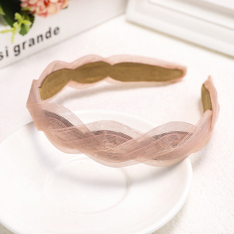 C864頭箍蕾絲交叉辮子髮箍韓版純色氣質一件代發春夏髮飾Ribbon