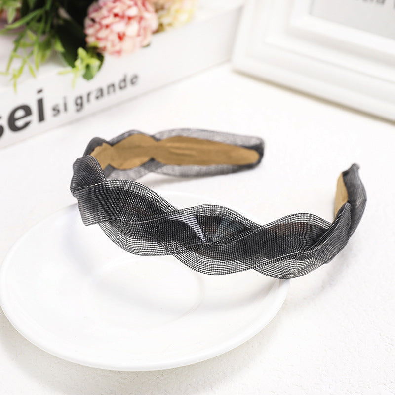 C864頭箍蕾絲交叉辮子髮箍韓版純色氣質一件代發春夏髮飾Ribbon