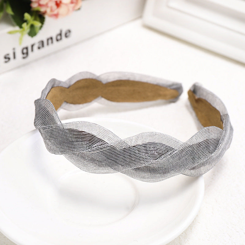 C864頭箍蕾絲交叉辮子髮箍韓版純色氣質一件代發春夏髮飾Ribbon