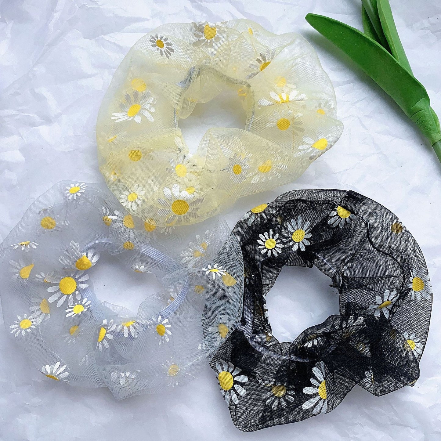 HX-198超仙網紗小雛菊髮圈森林系花朵髮繩大腸圈少女心頭繩韓國髮飾頭飾ycintestine