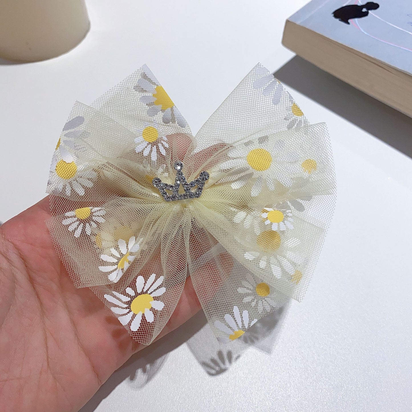 HX-459小雛菊蕾絲蝴蝶結髮夾韓版兒童公主寶寶可愛皇冠花朵發卡夾子頭飾HX20211003