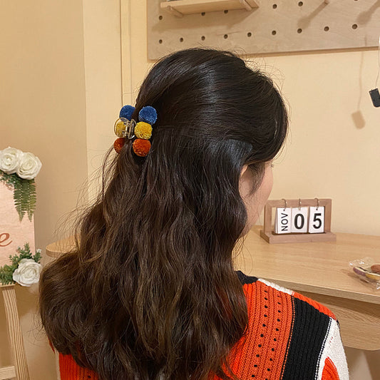 HX-068韓國少女毛球髮抓夾瀏海夾子後腦勺網紅ins小號馬尾髮卡邊夾髮夾鯊魚夾ycclamping