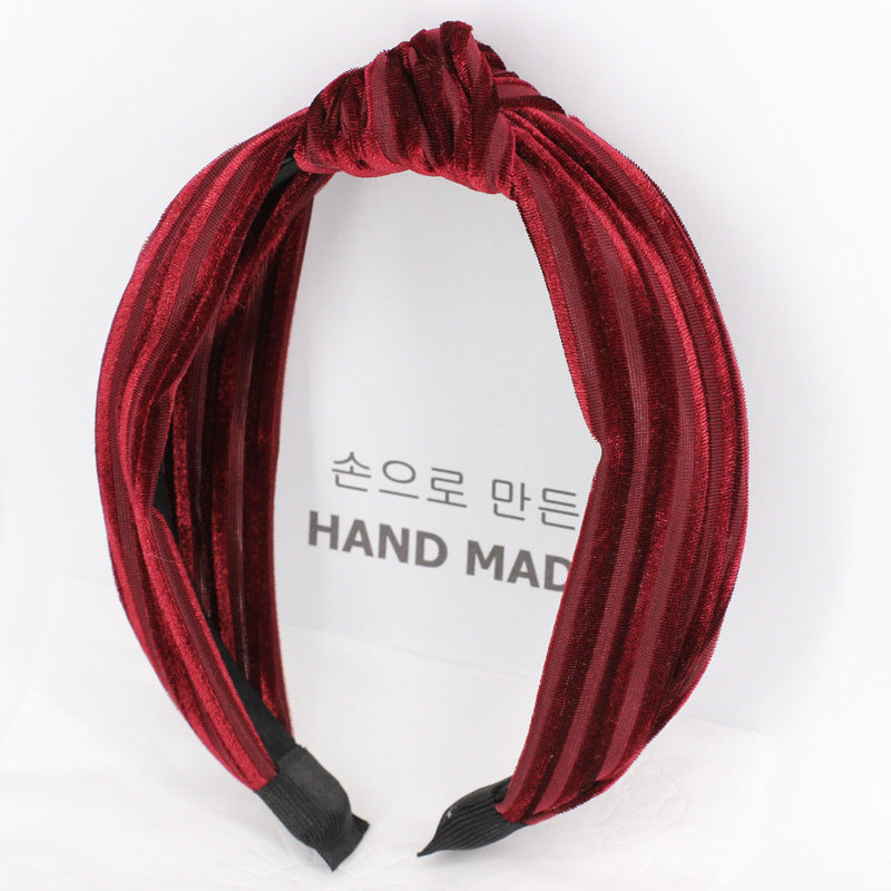 B538韓國進口歐美復古寬邊絲絨交叉髮帶洋氣百搭多色髮箍髮帶髮飾Velvet