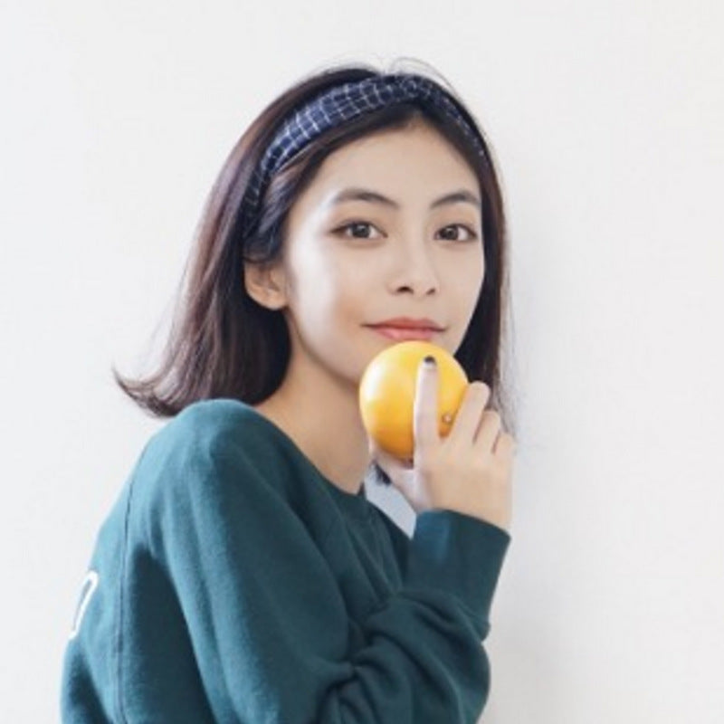 B737韓版時尚髮箍學院風格子條紋交叉松緊布藝髮帶甜美清新女頭巾Plaid