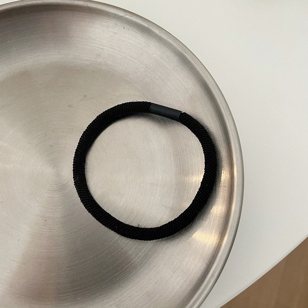 HX-056韓國自留基礎純色黑色百搭紮頭髮紮馬尾丸子頭髮圈頭繩皮筋HX20210903
