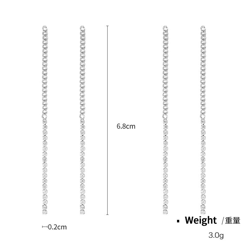 NXE03558925銀針銅鍍金銀長款耳線女別針鏈條歐美ins風耳釘金屬幾何型kj202104