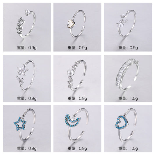 NCR00093飾品 韓版時尚簡約女式鑲鋯指環日常百搭可調節開口戒指定制kj202103