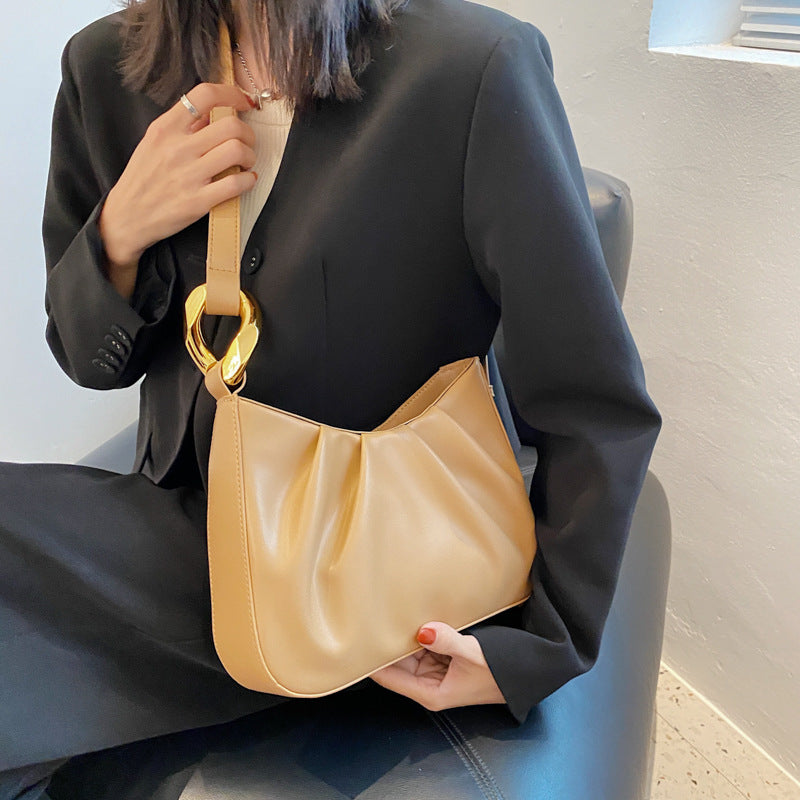 521-7012軟皮大包包女2021新款潮時尚褶皺水桶包大容量復古女士單肩斜跨包MG20210802