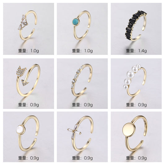 NCR00460飾品 韓版簡約鑲鋯時尚女式戒環時尚個性開口可調節戒指手飾kj202103