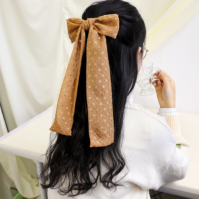 E137跨境新品发夹批发简约纯色布艺压邹蝴蝶结头饰发卡少女马尾夹hp202104