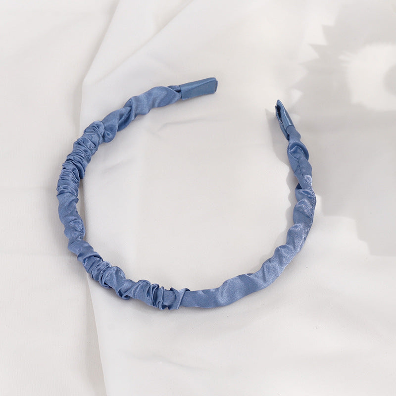 R190春夏新品发箍小清新纯色褶皱布艺头饰发卡甜美少女压发细头箍hh202105_01