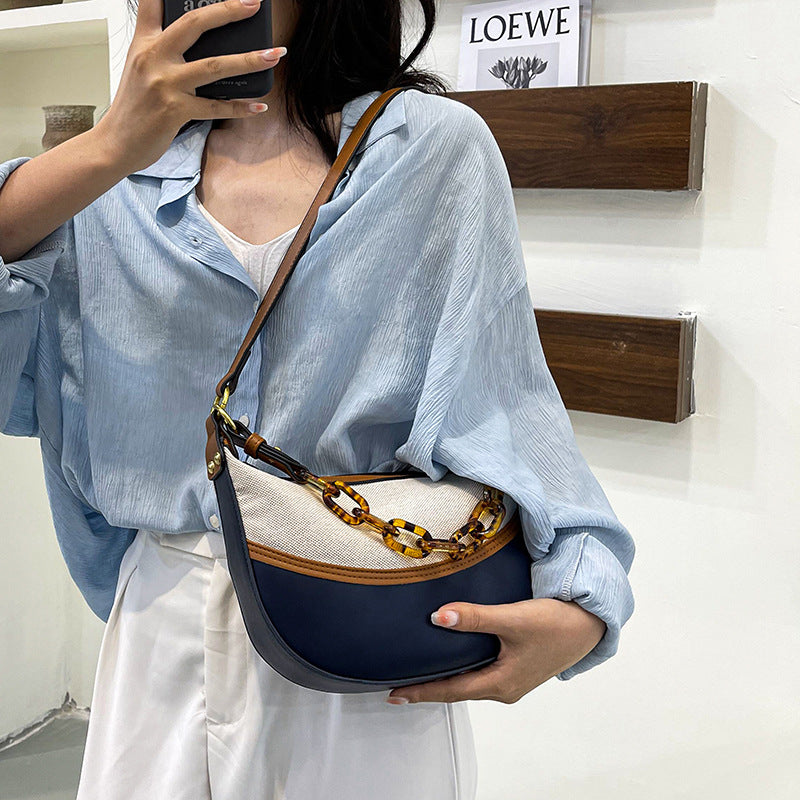 PDL9530半月包2021新款潮時尚撞色復古餃子包亞克力鏈條手提包女士斜跨包MG20210802