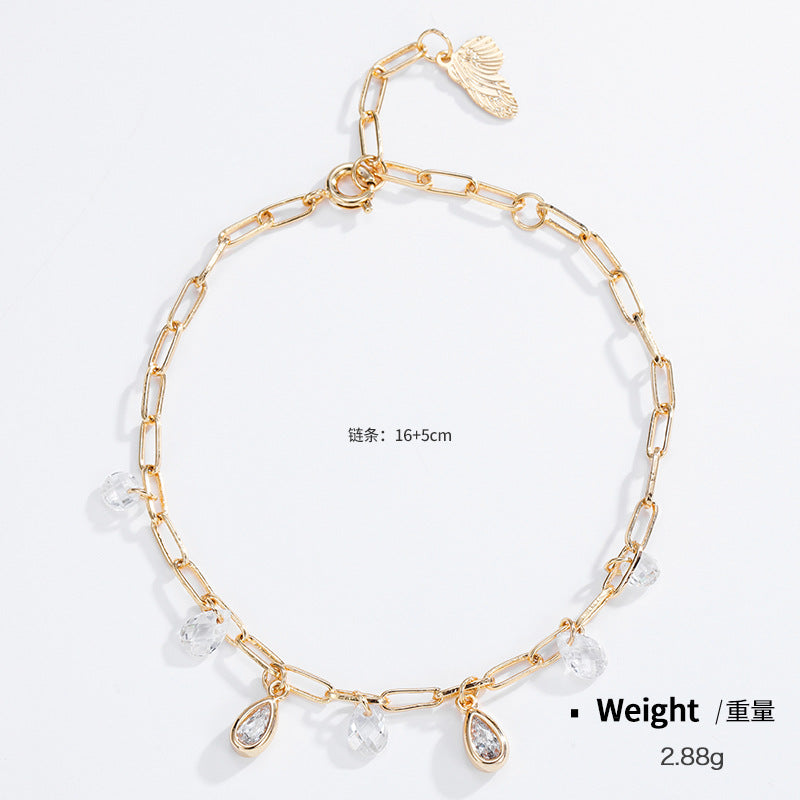 NCB00271銅鍍真金鑲嵌鋯石水晶手鏈女日韓簡約氣質復古幾何ins風手環kj202106